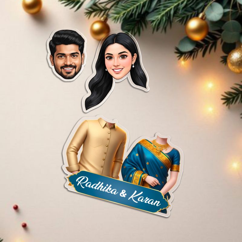 Personalized Couple Bobblehead Caricature Gift for Husband, Wife, Girlfriend, Boyfriend & Friends Solar Powered Moving Head Couple Gift for Birthday (Design 2)